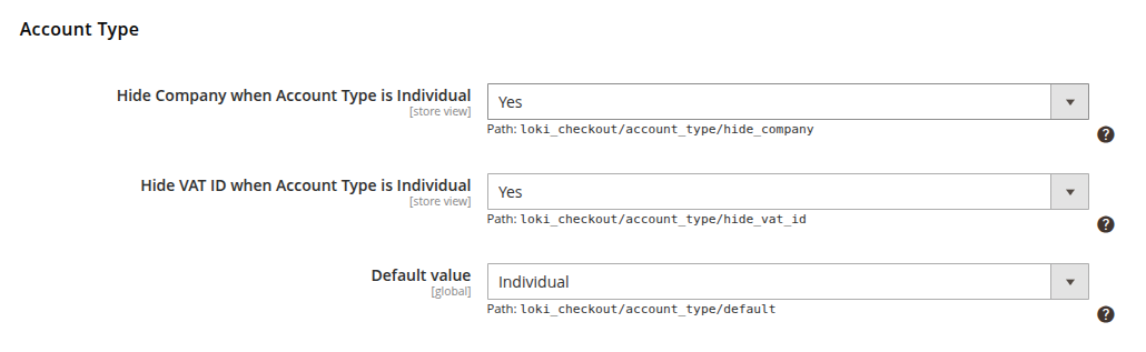 Configuration settings