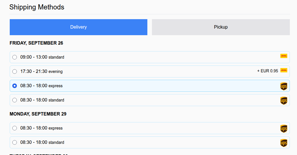 MyParcel delivery date options
