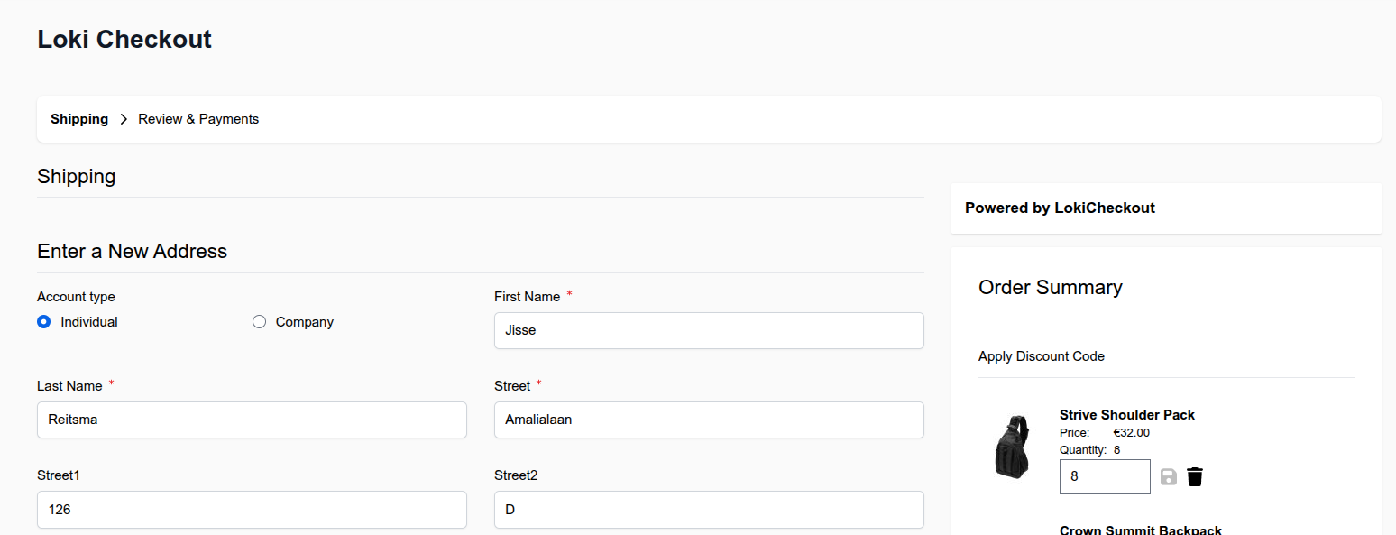 The steps shown after login