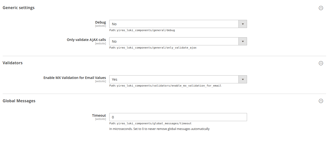 Configuration settings