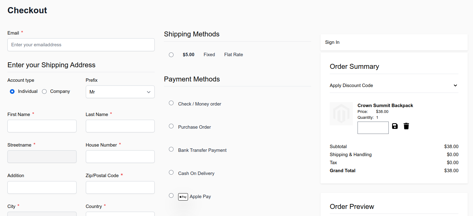 One Step Checkout theme